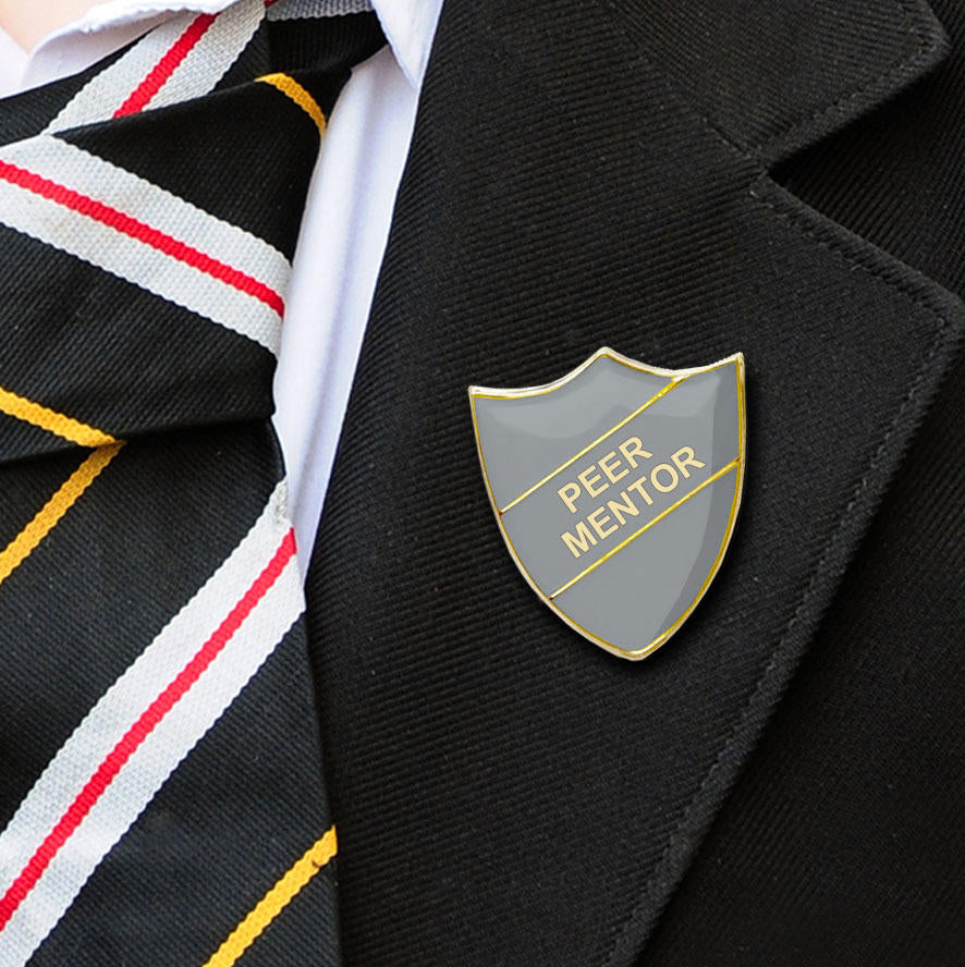 Grey Shield Shaped Peer Mentor Badge-8