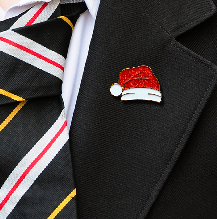 XMAS HAT RED BADGE ON BLAZER-1