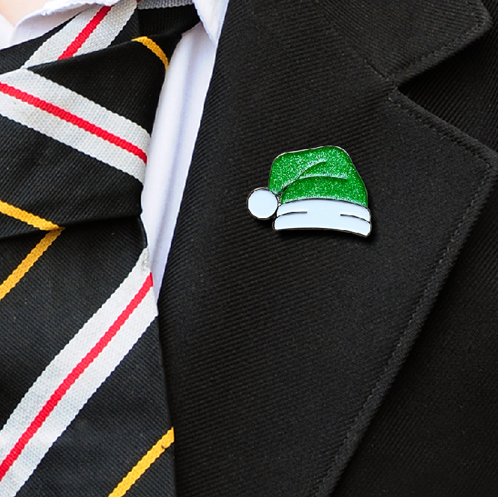XMAS HAT GREEN BADGE ON BLAZER-1