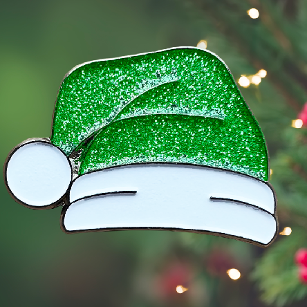 XMAS HAT GREEN BADGE-0