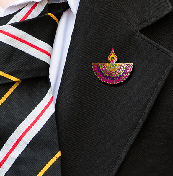 Diwali Diva Lamp Enamel Badge-1