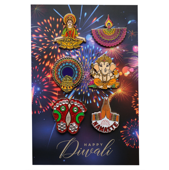 Diwali set of 6 Enamel Badges-0