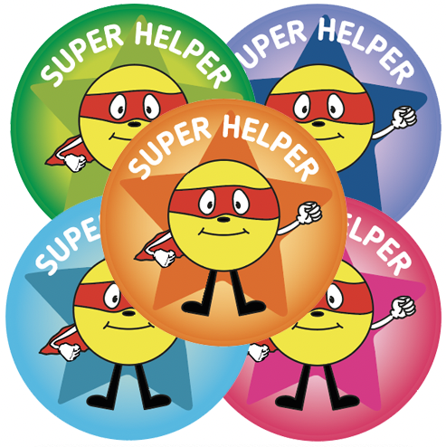 A 'Super Helper' sticker to celebrate a child's helpfulness and ...