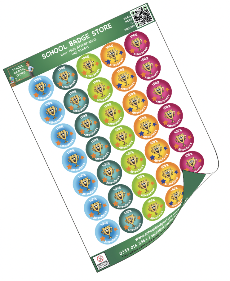 100% Attendance - Stickers-1