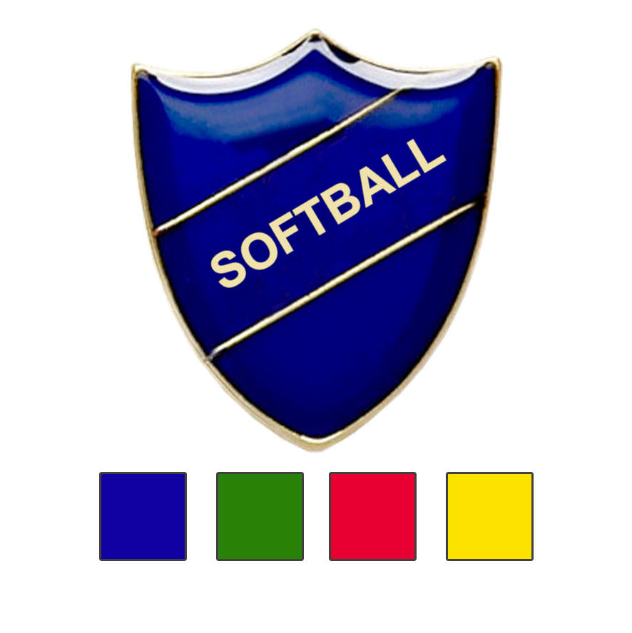 Coloured Shield Shaped Softball Badges-0