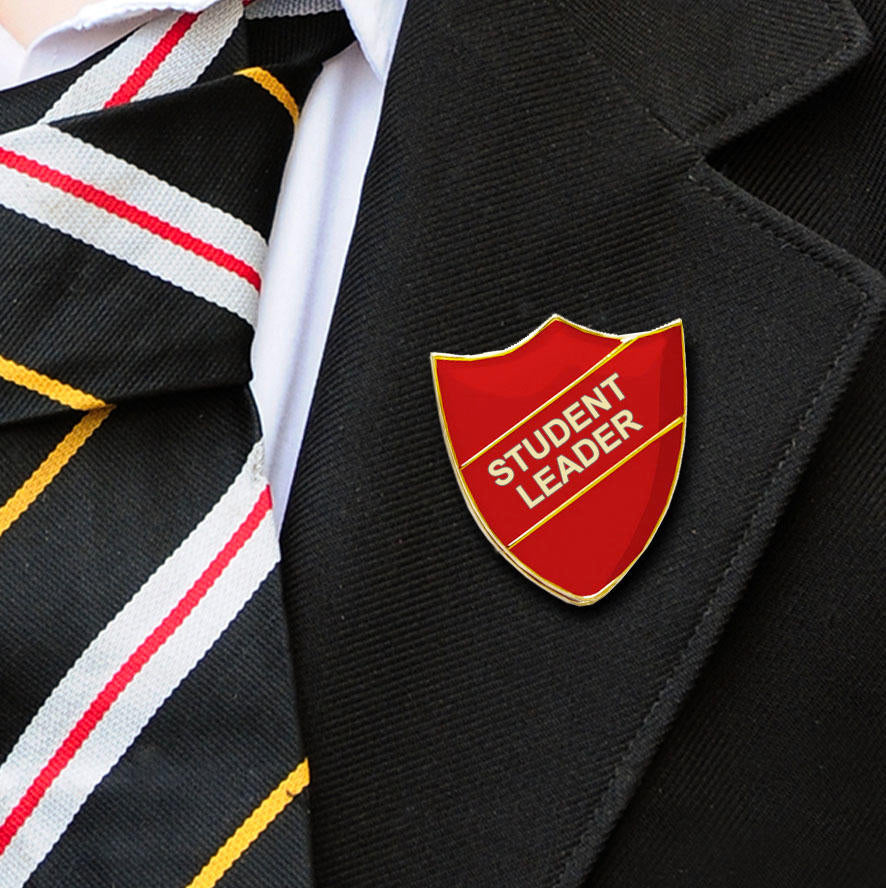 Red Shield Shaped Student Leader Badge-3