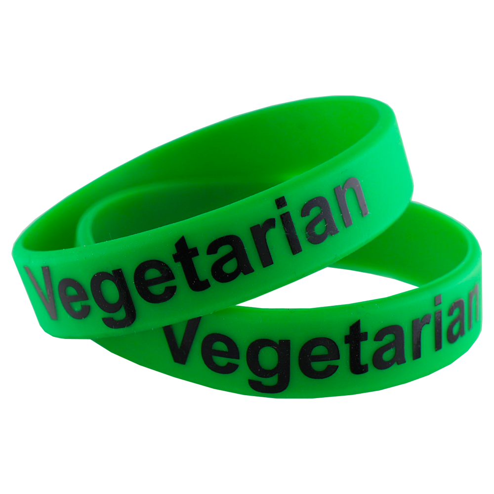 Food - Vegetarian Silicon Wristband - GREEN (Pack of 10)